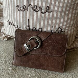 Christian Dior vintage brown leather buckle wallet